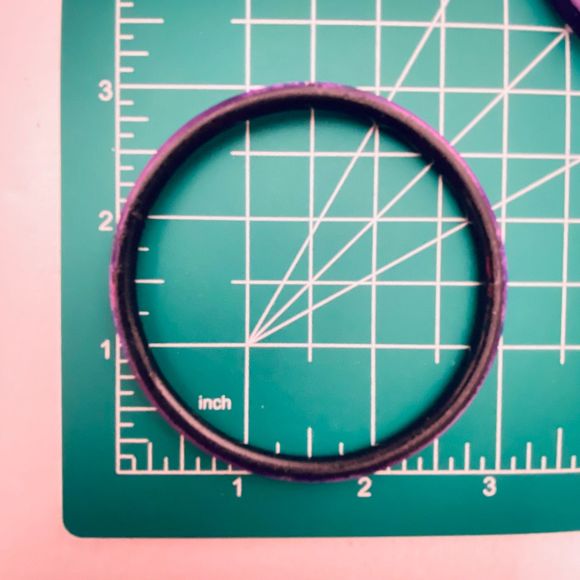 Glass Bangle Bracelets Set Of Two Purple Base Lavander Floral Design - Picture 6 of 7